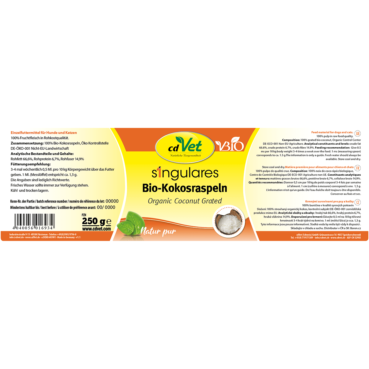 cdVet Singulares Bio-Kokosraspeln 250g