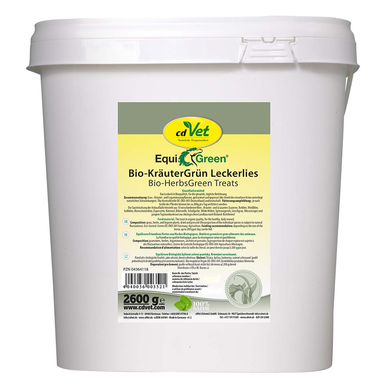 cdVet Equigreen Bio-KräuterGrün Leckerlis 2,6 kg