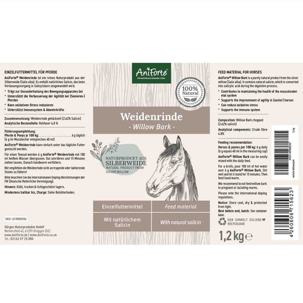 AniForte Pferd Weidenrinde 1,2kg