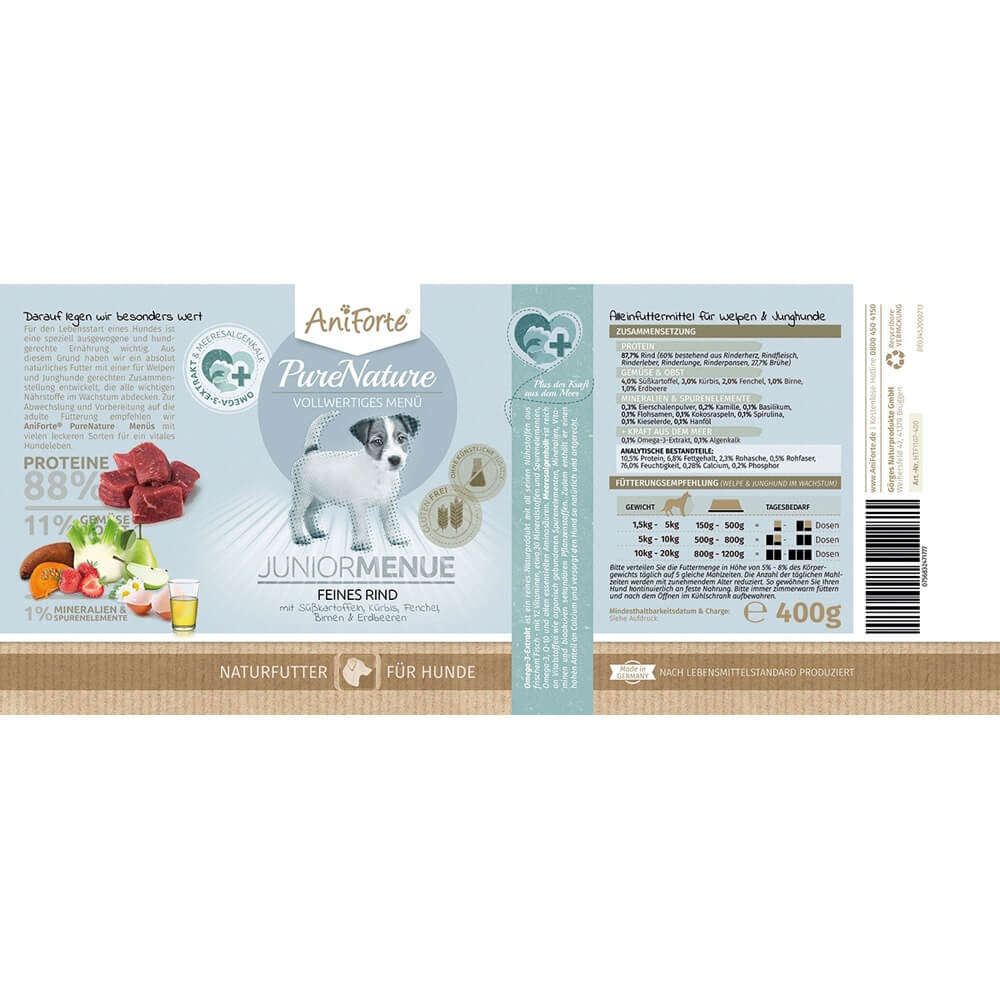 AniForte Pure Nature Junior Menue Rind 6x400g