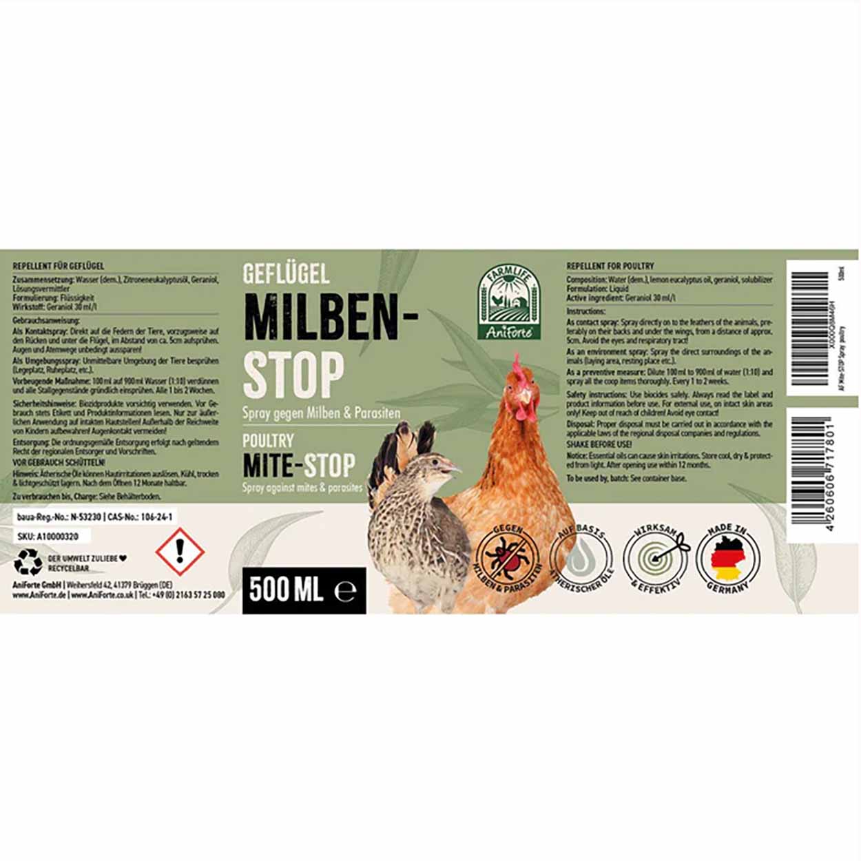 AniForte Milben Stop Spray für Geflügel 500ml