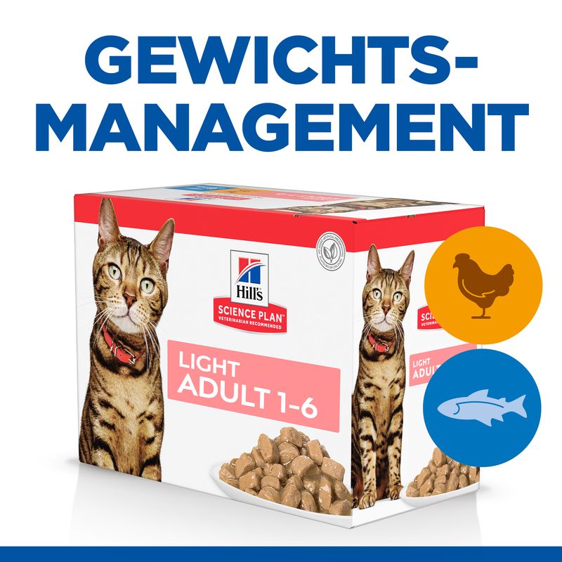 Hills Science Plan Katze Light Adult 4x12x85g Huhn Seefisch