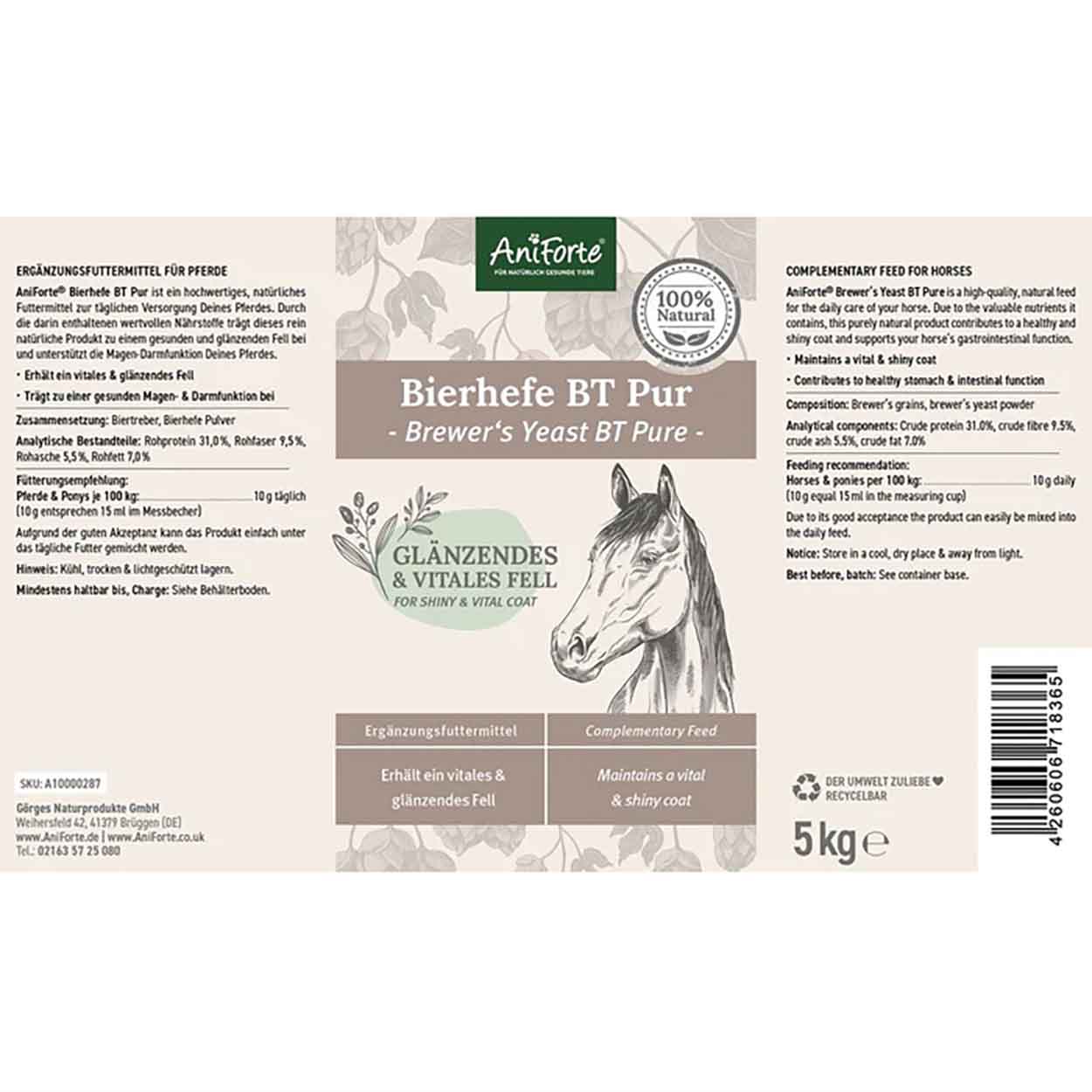 AniForte Pferd Bierhefe BT pur 5kg