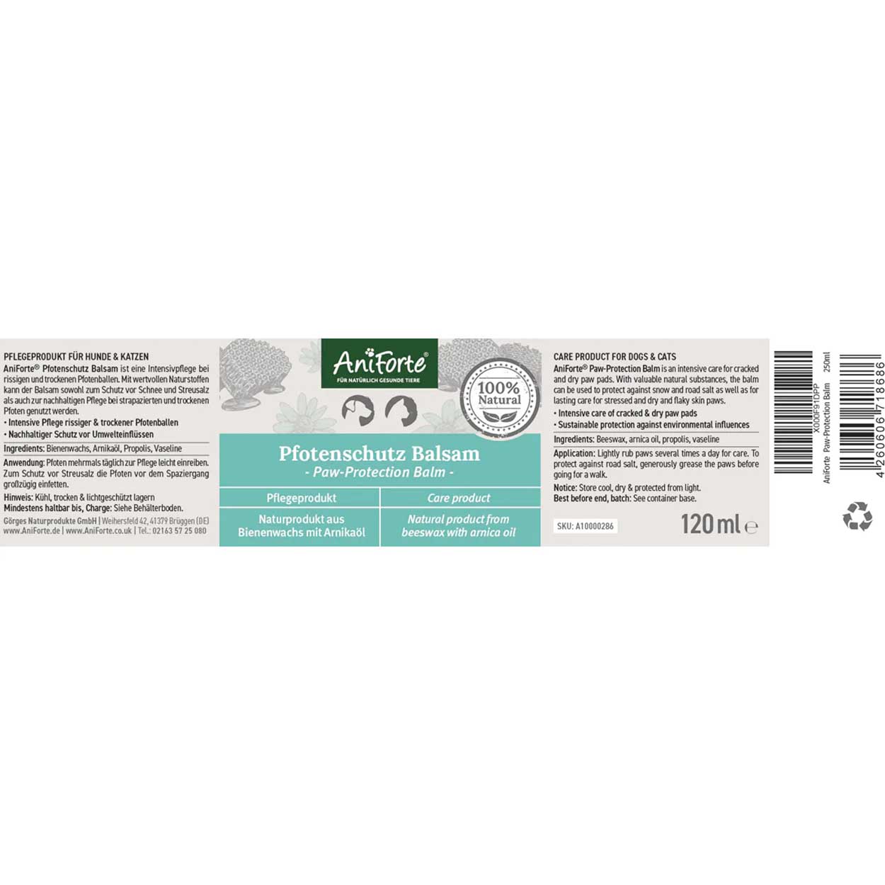 AniForte Pfotenschutz Balsam 120ml