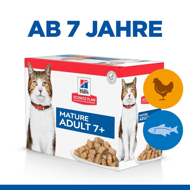 Hills Science Plan Katze Mature Adult 7+ Huhn, Fisch Multipack 12x85g