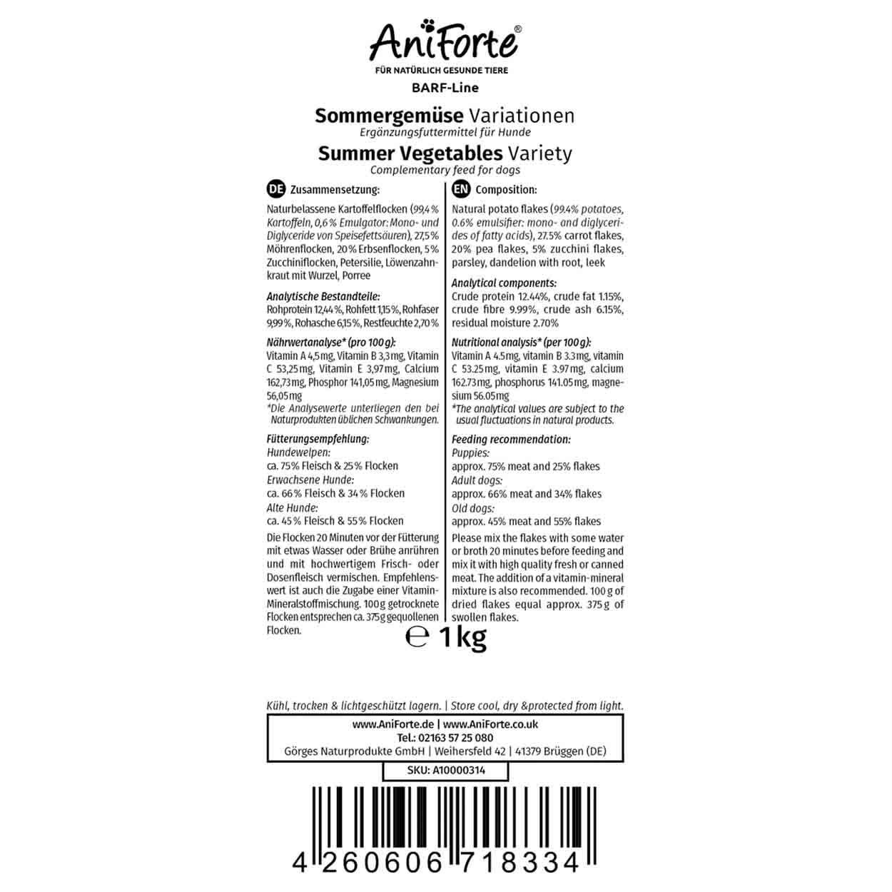 AniForte BARF-Line Sommergemüse Variation 1kg