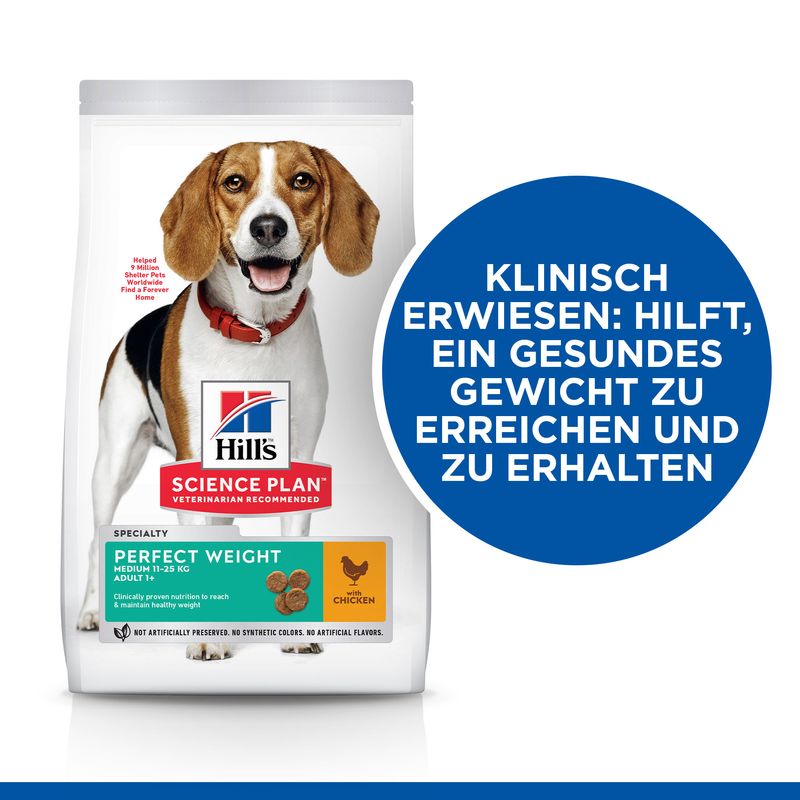 Hills Science Plan Hund Perfect Weight Medium Adult Huhn 12kg