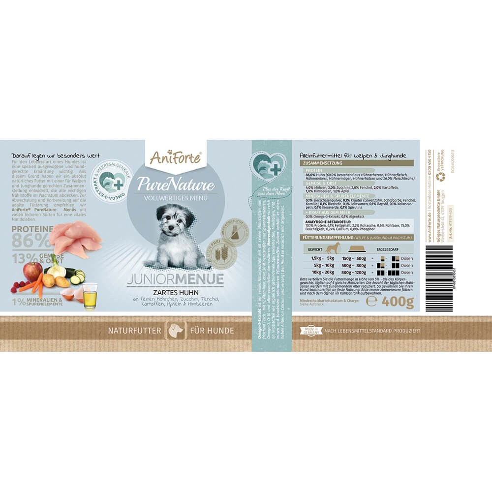 AniForte Pure Nature Junior Menue Huhn 6x400g