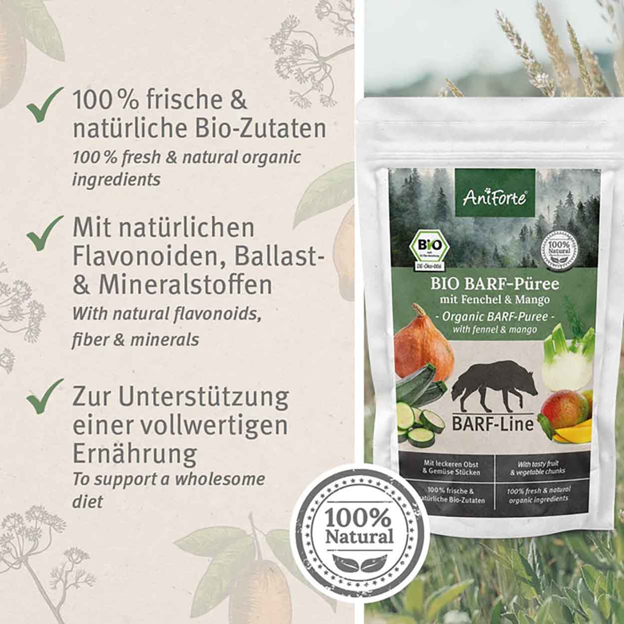 AniForte Bio BARF Püree Fenchel & Mango 14x150g