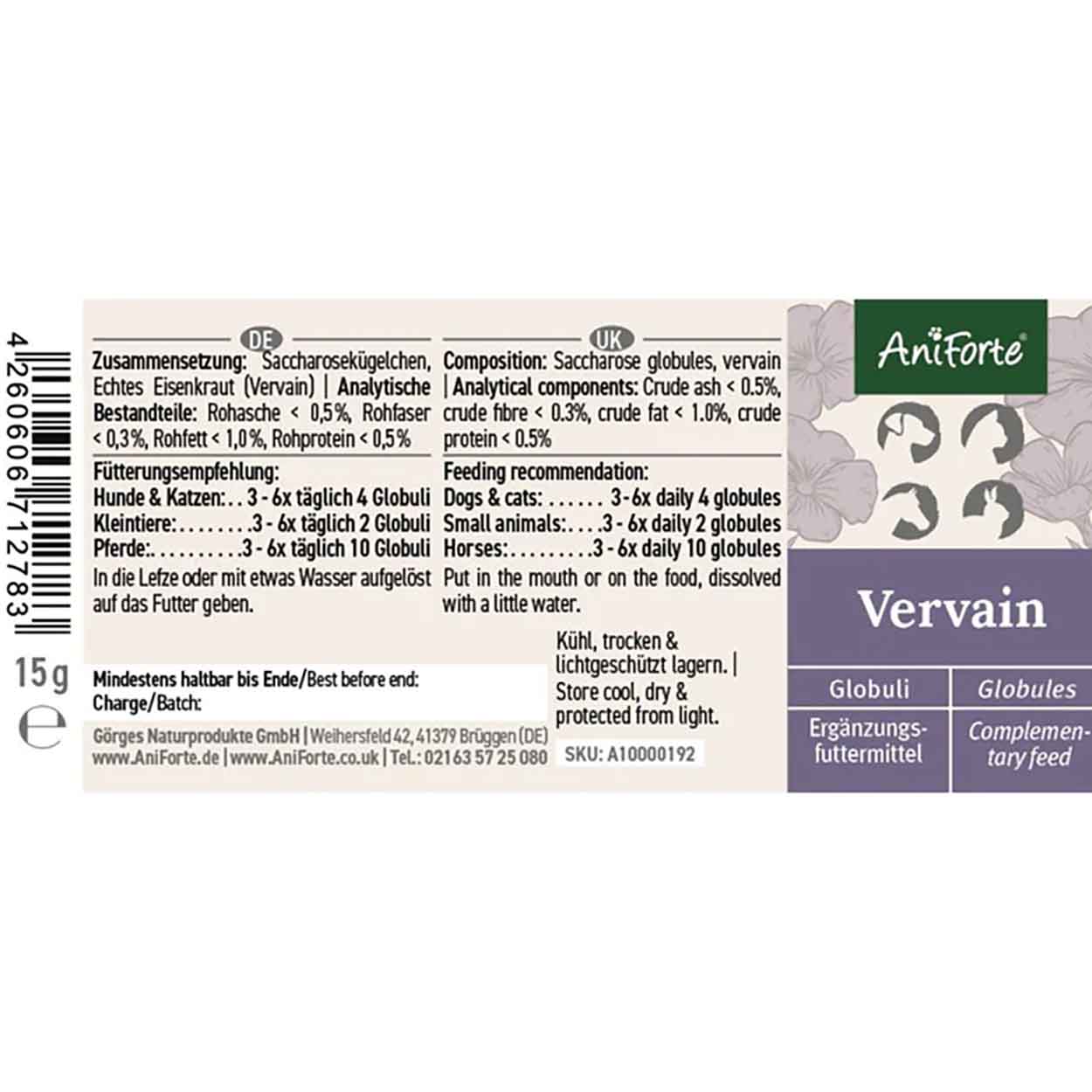 AniForte Bachblüten No.31 Vervain Überdreht 15g