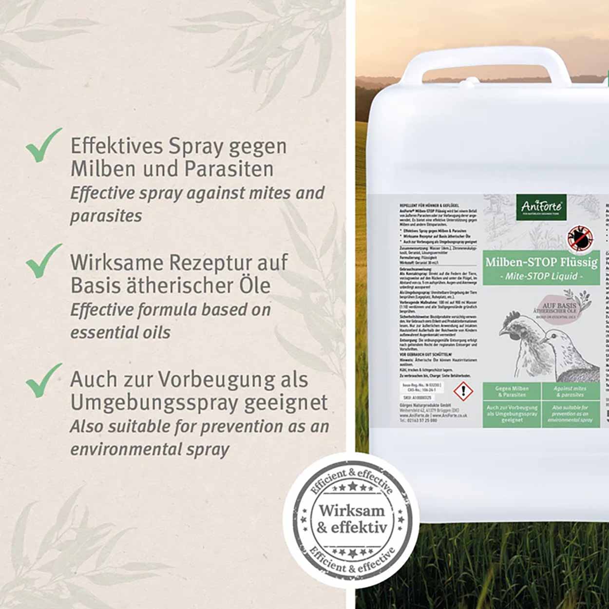 AniForte Milben Stop flüssig für Geflügel 5L