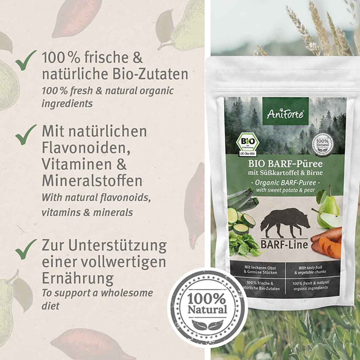 AniForte Bio BARF Püree Süßkartoffel & Birne 14x150g