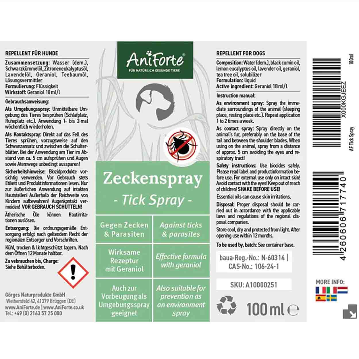 AniForte Zeckenspray Hund 250ml