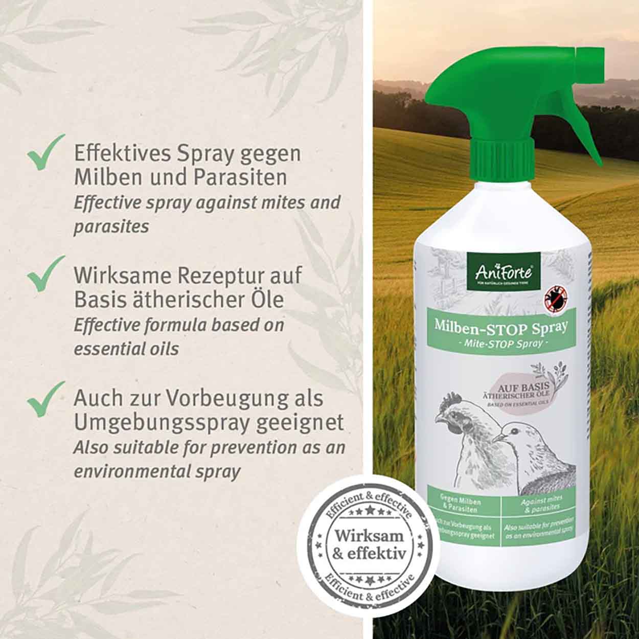 AniForte Milben Stop Spray für Geflügel 1000ml