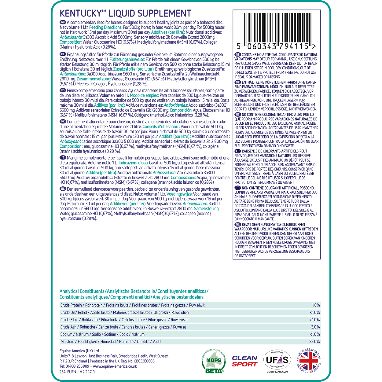 Equine Kentucky Joint Solution 1000ml