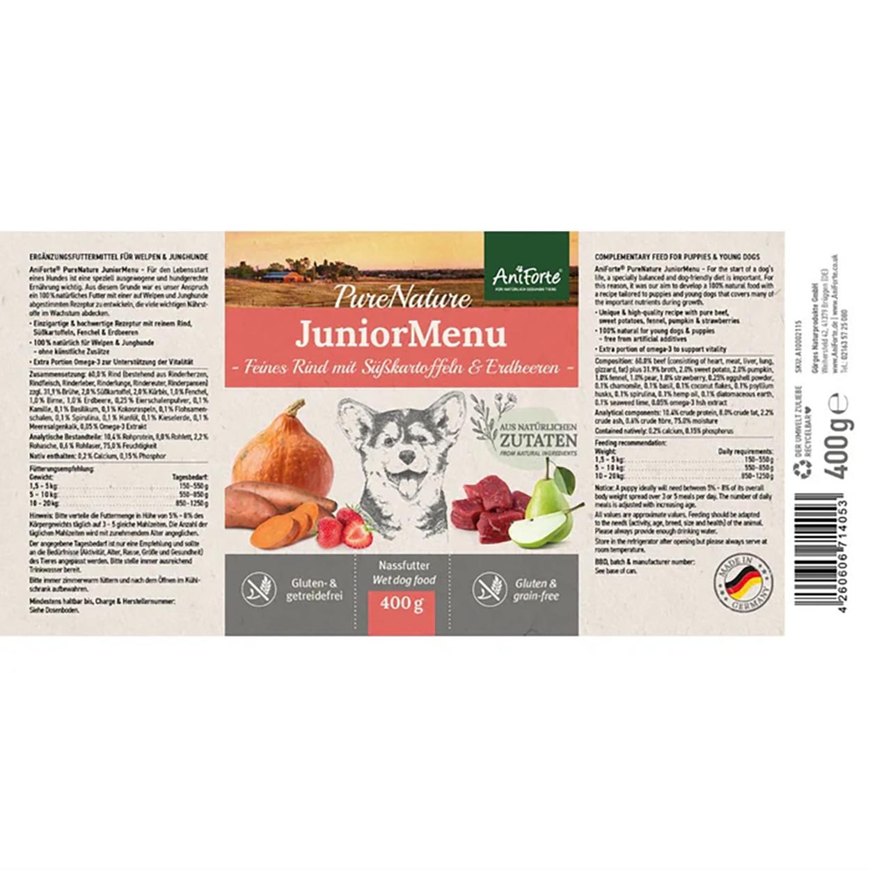 AniForte Pure Nature Junior Menue Rind 6x400g